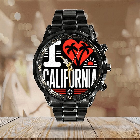 I love California | The Golden State Calendar Steel Band Watch