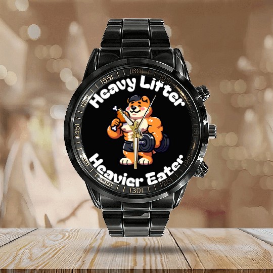 Chow Chow Dog Gym Food Cute Calendar Steel Band Watch