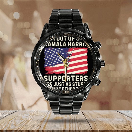 1 Out Of 3 kamala Harris supporters stupid Calendar Steel Band Watch