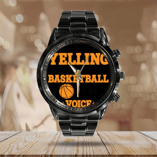 This Is Just My Basketball Coach Voice 3 Calendar Steel Band Watch