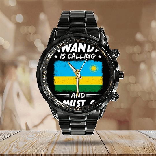 American Crafted Rwandan Powered Rwanda Calendar Steel Band Watch
