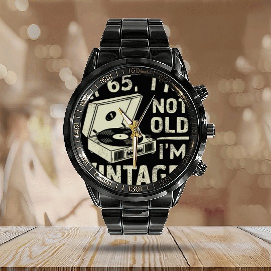 65th Birthday Calendar Steel Band Watch for him