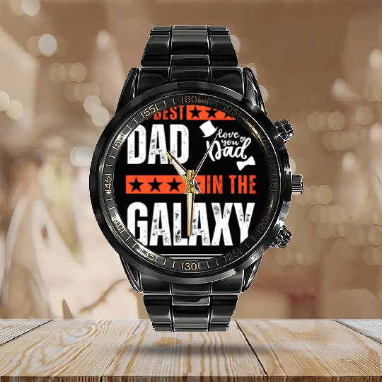 The Best Dad in the Galaxy Essential Amazing Calendar Steel Band Watch
