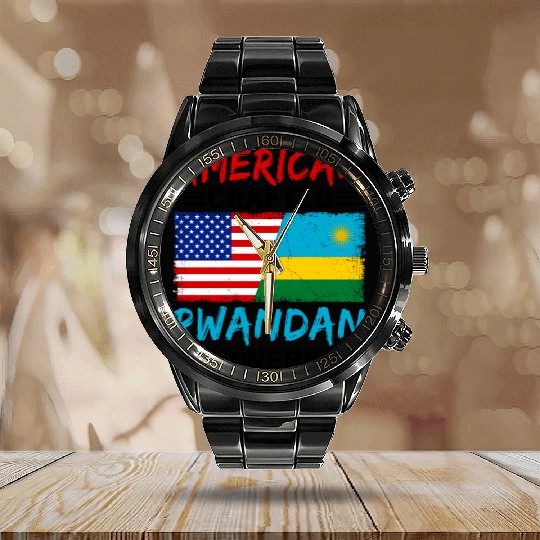 American Crafted Rwandan Powered Rwanda Calendar Steel Band Watch