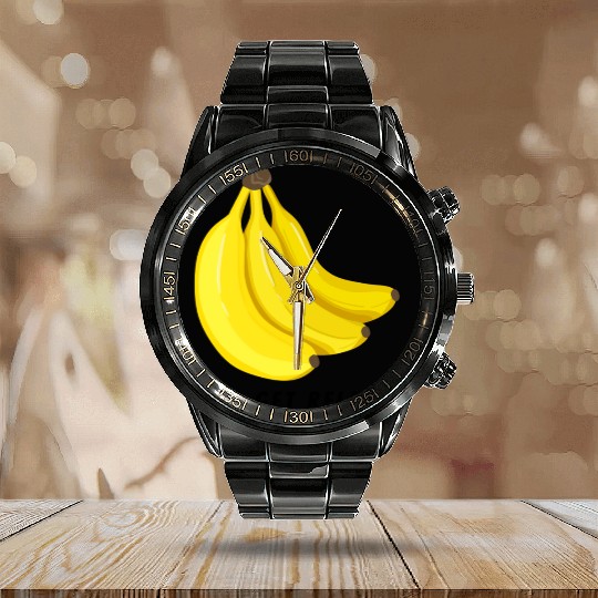 Let's get Relaxed by Banana Calendar Steel Band Watch