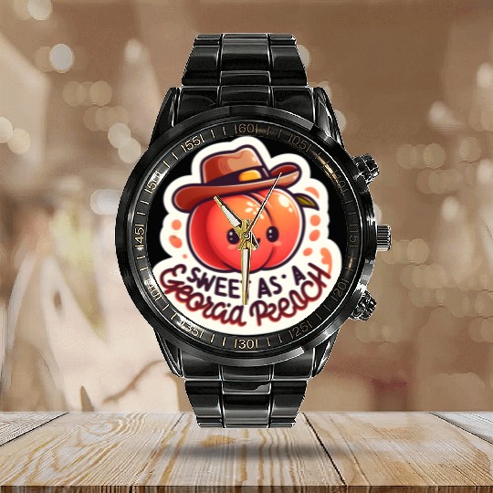 Sweet as a Georgia Peach Sticker Calendar Steel Band Watch