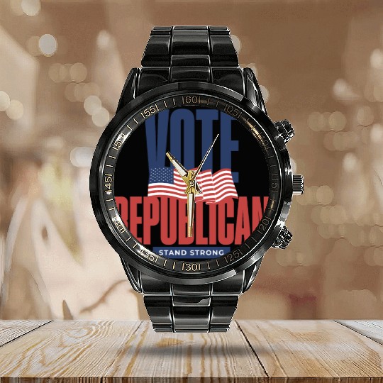 Vote Republican Election 2024 Calendar Steel Band Watch design