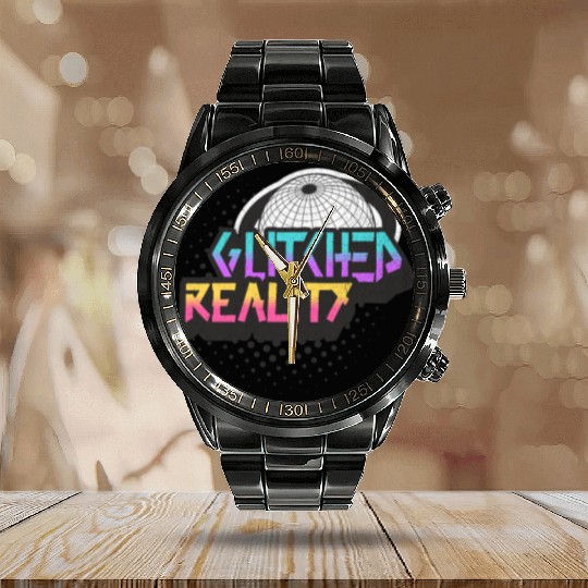 Glitched Reality - Futuristic Y2K Streetwear Calendar Steel Band Watch