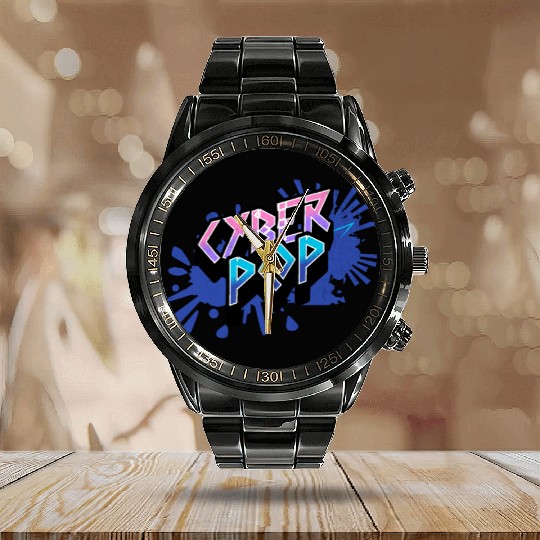 Cyber Pop - Vibrant Y2K Streetwear Aesthetic Calendar Steel Band Watch