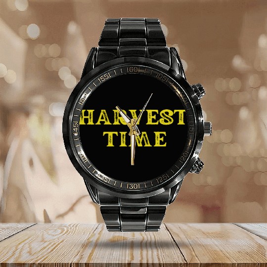 Harvest Time Seasonal Art Design Calendar Steel Band Watch