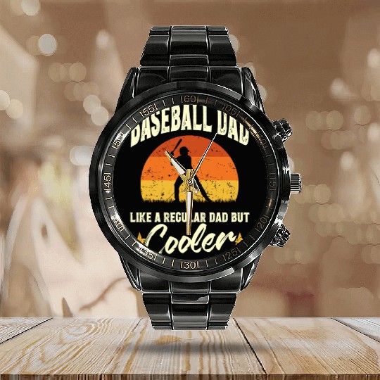 Baseball Dad Funny Baseball Lover Father's Day Calendar Steel Band Watch