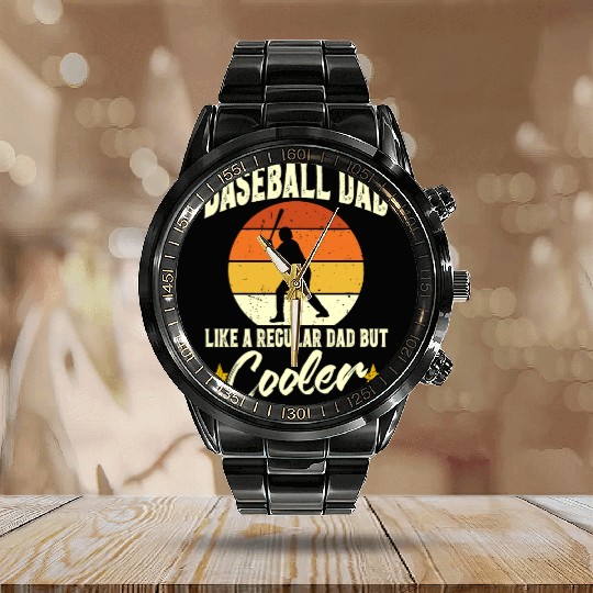 Baseball Dad Funny Baseball Lover Father's Day Calendar Steel Band Watch
