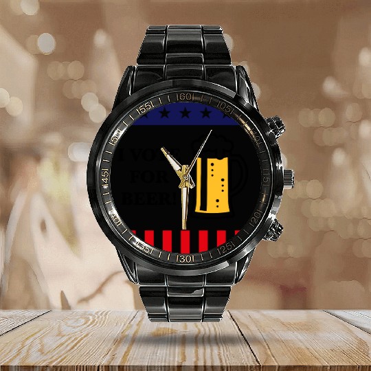 I Vote For Beer! (USA Election America / PNG / 4C) Calendar Steel Band Watch