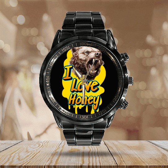 "Wild About Honey: A Bear's Roar" Calendar Steel Band Watch