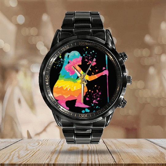 Golfer Colorsplash Kids Miniature Golf Calendar Steel Band Watch