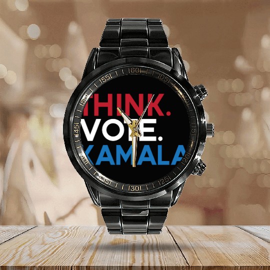 Kamala Harris 2024 for President Vote Tim Walz Calendar Steel Band Watch