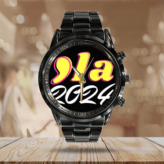 kamala harris 2024 president comma la funny t-shir Calendar Steel Band Watch