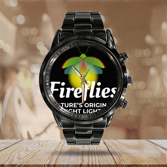 Fireflies Firefly Lightning Bug Insect Collector Calendar Steel Band Watch