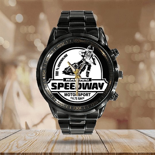 Motorcycle Speedway Racing Calendar Steel Band Watch