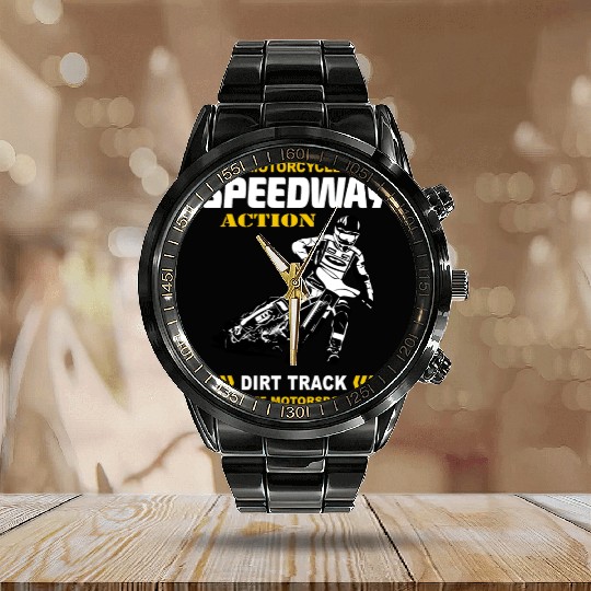 Motorcycle Speedway Racing Calendar Steel Band Watch