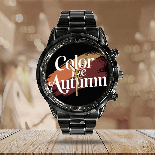 Autumn Foliage Exploration for Nature Lovers and Calendar Steel Band Watch