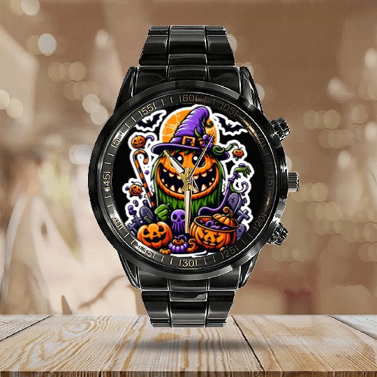 Pumpkin which Calendar Steel Band Watch