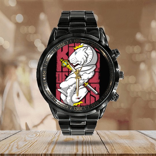 Lion King and the Holy Lamb Christian Art Calendar Steel Band Watch