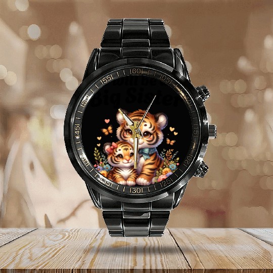 I'm Going To Be A Big Sister Sweet Tigers Calendar Steel Band Watch