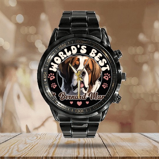 Saint Bernard Groovy St. Bernard Mama Calendar Steel Band Watch