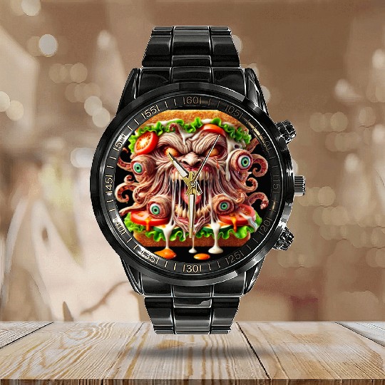 Terrifying Monster Sandwich Calendar Steel Band Watch