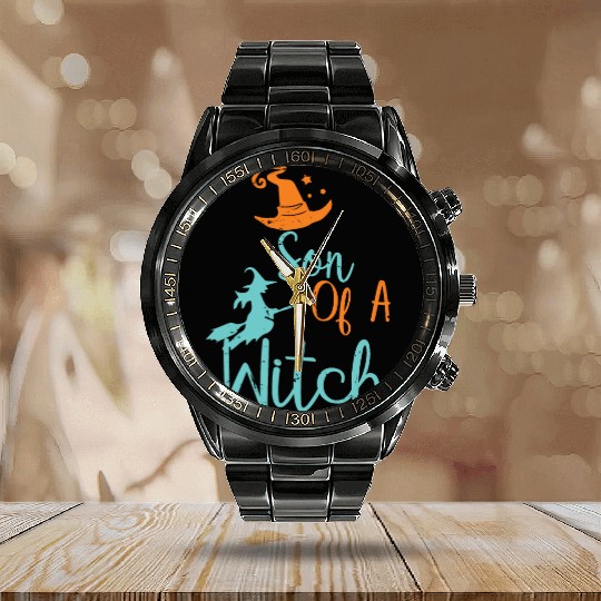 Son of a Witch Halloween Trick Or Treat Boys Wizar Calendar Steel Band Watch