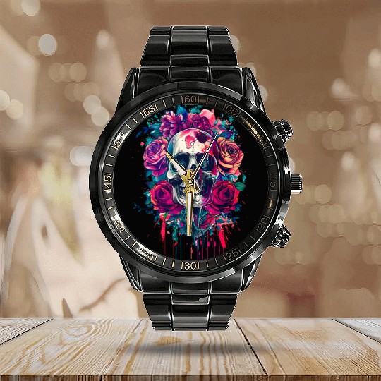 Santa Muerte - Mexican Folk Culture Saint Calendar Steel Band Watch