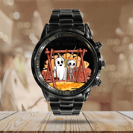 Nothing Beats the Chill of Autumn Vibes Calendar Steel Band Watch