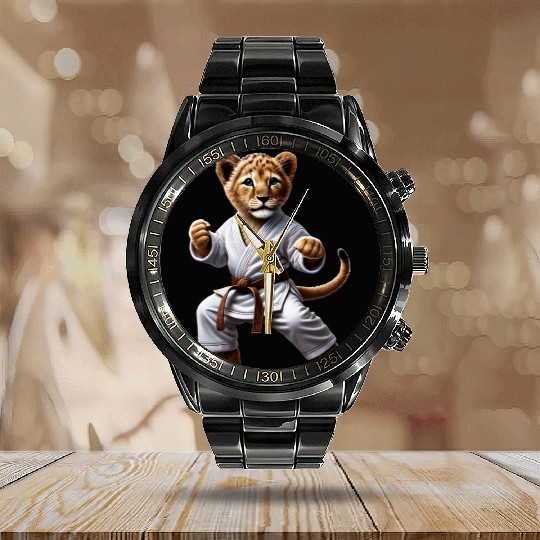 Karate Lion Cub: Brave Little Martial Arts Master Calendar Steel Band Watch