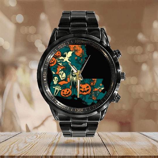 Louisiana USA Halloween Calendar Steel Band Watch