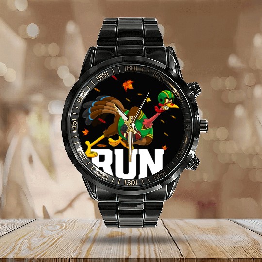 Turkey Run Costume Football Thanksgiving Running T Calendar Steel Band Watch