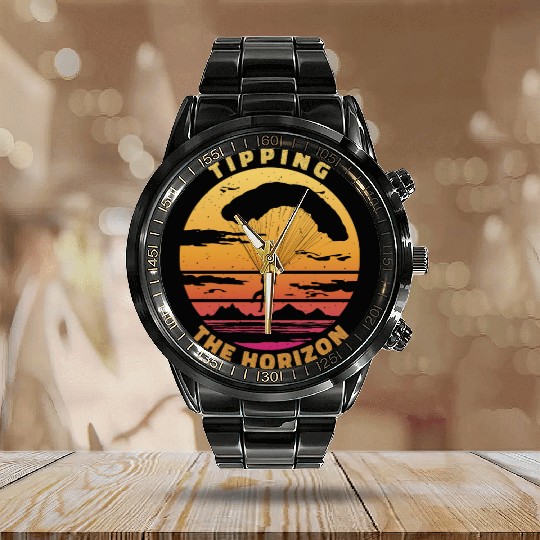 Tipping the Horizon Calendar Steel Band Watch