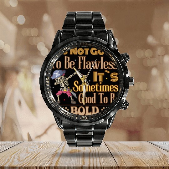 Pirate Skeleton Dabbing, Be Bold Inspiration Calendar Steel Band Watch