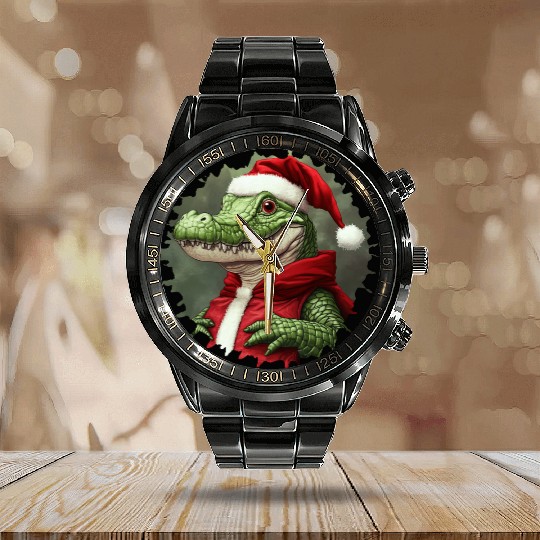 Crocodile Santa Claus Calendar Steel Band Watch