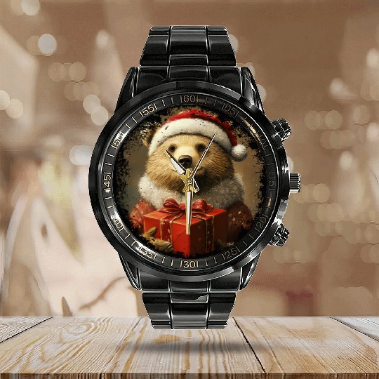 Bears Christmas Calendar Steel Band Watch