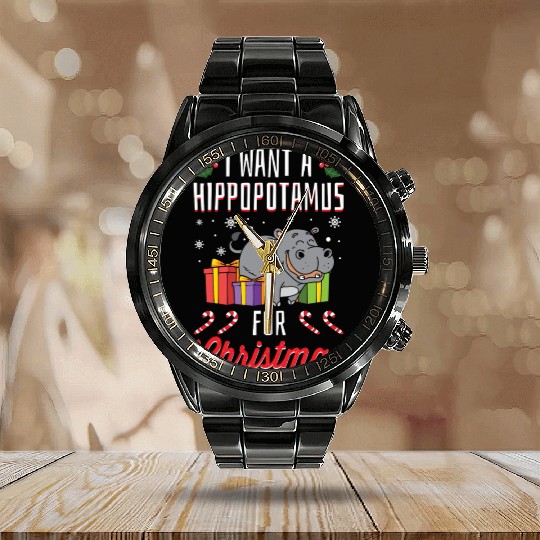 I Want A Hippopotamus For Christmas- Holidays Gift Calendar Steel Band Watch