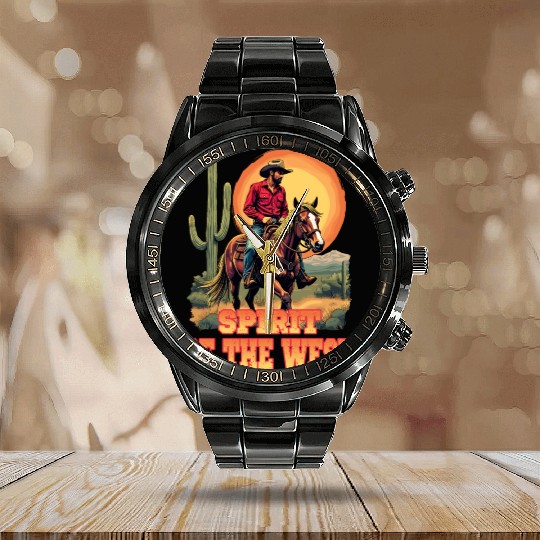 Spirit Of The West for a Horsewoman Calendar Steel Band Watch