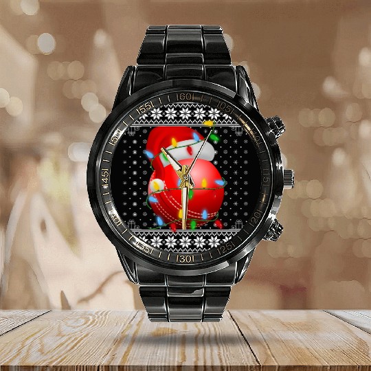 Cricket Ball Christmas Calendar Steel Band Watch