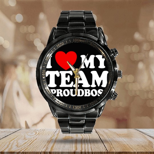 I Love My Team #ProudBoss Boss Calendar Steel Band Watch