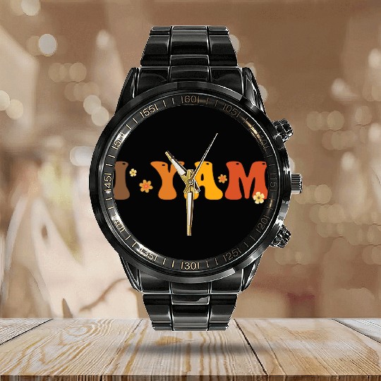 Sweet Potato I Yam Groovy Flower Calendar Steel Band Watch