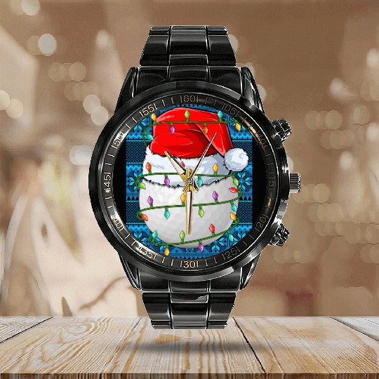 Golf Ball Christmas Lights Calendar Steel Band Watch