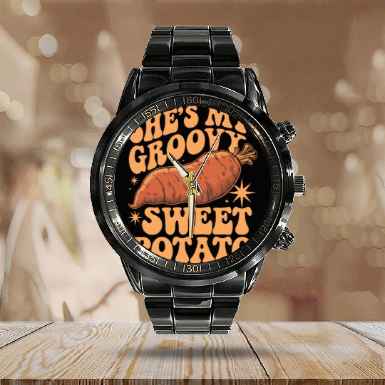 She's my Groovy Sweet Potato Calendar Steel Band Watch