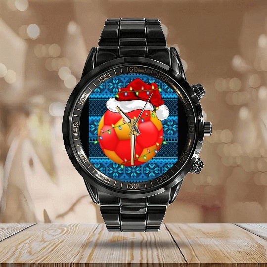 Handball Christmas Lights Calendar Steel Band Watch
