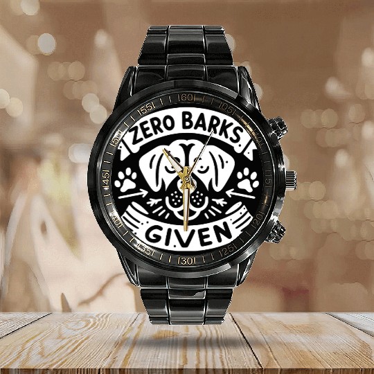 Zero Barks Given Calendar Steel Band Watch