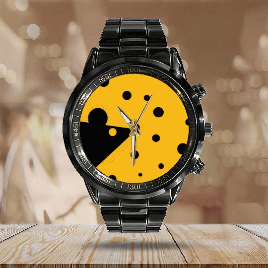 Cheese or a mouse in this fun optical illusion Calendar Steel Band Watch